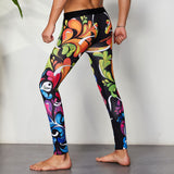 OSS Sports - Colourful 3/4 Compression Long Pants Men's Sports Running Tights Basketball Gym Bodybuilding Skinny Leggings Trousers