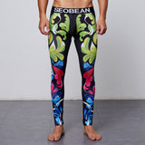 OSS Sports - Colourful 3/4 Compression Long Pants Men's Sports Running Tights Basketball Gym Bodybuilding Skinny Leggings Trousers