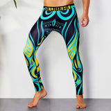 OSS Sports - Colourful 3/4 Compression Long Pants Men's Sports Running Tights Basketball Gym Bodybuilding Skinny Leggings Trousers