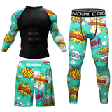 Rash Guard + Pants and Shorts For Men 4PCS Set Brazilian Grappling BJJ MMA Boxing