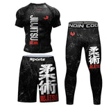 New Jiu Jitsu Rashguard MMA T-shirt +Pants For Men 4PCS/Set Brazilian Grappling Bjj