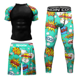 Rash Guard + Pants and Shorts For Men 4PCS Set Brazilian Grappling BJJ MMA Boxing