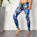 OSS Sports - Colourful 3/4 Compression Long Pants Men's Sports Running Tights Basketball Gym Bodybuilding Skinny Leggings Trousers