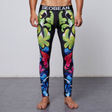 OSS Sports - Colourful 3/4 Compression Long Pants Men's Sports Running Tights Basketball Gym Bodybuilding Skinny Leggings Trousers