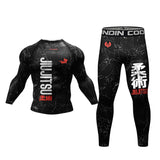 New Jiu Jitsu Rashguard MMA T-shirt +Pants For Men 4PCS/Set Brazilian Grappling Bjj