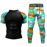 Rash Guard + Pants and Shorts For Men 4PCS Set Brazilian Grappling BJJ MMA Boxing