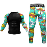 Rash Guard + Pants and Shorts For Men 4PCS Set Brazilian Grappling BJJ MMA Boxing