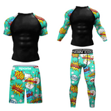 Rash Guard + Pants and Shorts For Men 4PCS Set Brazilian Grappling BJJ MMA Boxing