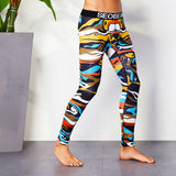 OSS Sports - Colourful 3/4 Compression Long Pants Men's Sports Running Tights Basketball Gym Bodybuilding Skinny Leggings Trousers
