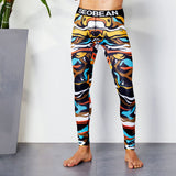 OSS Sports - Colourful 3/4 Compression Long Pants Men's Sports Running Tights Basketball Gym Bodybuilding Skinny Leggings Trousers