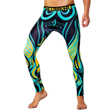 OSS Sports - Colourful 3/4 Compression Long Pants Men's Sports Running Tights Basketball Gym Bodybuilding Skinny Leggings Trousers