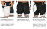 OSS - Mens Gym Training 2 in 1 Sports Shorts Outdoor Workout Running with Pockets