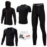 OSS - Fitness Gym Suit Men's 5 Piece Gym Running Training Workout Set Hooded Jacket Sport Tracksuit