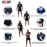 OSS Sports Men's BJJ, No GI, MMA, Top Plus Shorts Double-Layer Quick Dry - BJJ Grading Set - 2 PCS