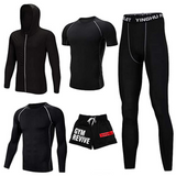 OSS - Fitness Gym Suit Men's 5 Piece Gym Running Training Workout Set Hooded Jacket Sport Tracksuit