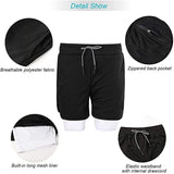 OSS - Mens Gym Training 2 in 1 Sports Shorts Outdoor Workout Running with Pockets