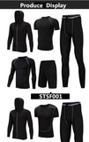OSS - Fitness Gym Suit Men's 5 Piece Gym Running Training Workout Set Hooded Jacket Sport Tracksuit