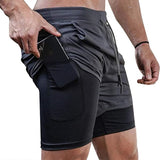 OSS - Mens Gym Training 2 in 1 Sports Shorts Outdoor Workout Running with Pockets