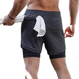 OSS - Mens Gym Training 2 in 1 Sports Shorts Outdoor Workout Running with Pockets
