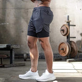 OSS - Mens Gym Training 2 in 1 Sports Shorts Outdoor Workout Running with Pockets