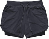 OSS - Mens Gym Training 2 in 1 Sports Shorts Outdoor Workout Running with Pockets