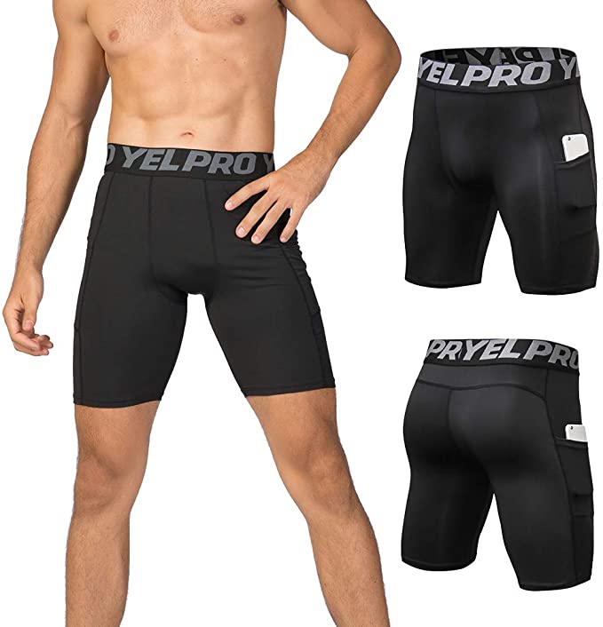 YEL PRO 2020 New Mens 4 Packs Compression Shorts Line Short Tights Skinny  Bodybuilding Breathable Man's Bottom Fitness Shorts