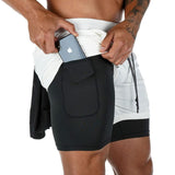 OSS - Mens Gym Training 2 in 1 Sports Shorts Outdoor Workout Running with Pockets