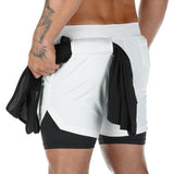 OSS - Mens Gym Training 2 in 1 Sports Shorts Outdoor Workout Running with Pockets