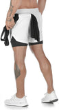 OSS - Mens Gym Training 2 in 1 Sports Shorts Outdoor Workout Running with Pockets