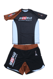 OSS Sports Men's BJJ, No GI, MMA, Top Plus Shorts Double-Layer Quick Dry - BJJ Grading Set - 2 PCS