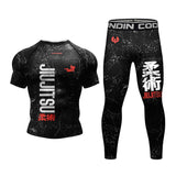 New Jiu Jitsu Rashguard MMA T-shirt +Pants For Men 4PCS/Set Brazilian Grappling Bjj