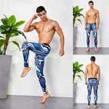 OSS Sports - Colourful 3/4 Compression Long Pants Men's Sports Running Tights Basketball Gym Bodybuilding Skinny Leggings Trousers