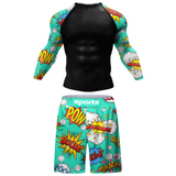 Jiu Jitsu Rashguard MMA T-shirt +Pants For Men 4PCS/Set Brazilian Grappling Bjj Boxing Rash Guard Sport Clothing Gym Shorts