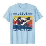 Jiu Jitsu Shirts Jesus Has Your Back Mens BJJ MMA Jujitsu T-Shirt Cotton Tshirts For Men Geek Tees Plain Simple Style