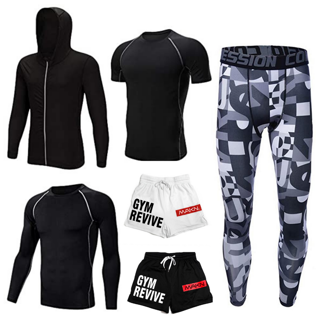 OSS - Fitness Gym Suit Men's 5 Piece Gym Running Training Workout
