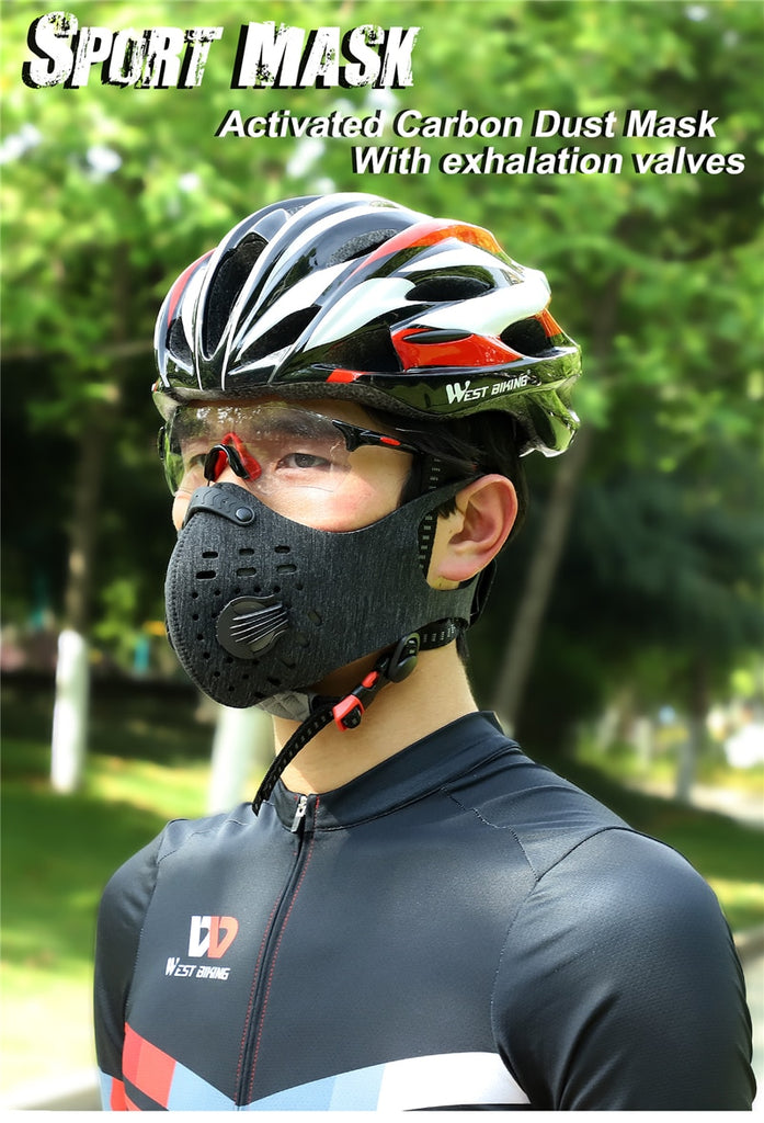 WEST BIKING Sport Face Mask With Filter Activated Carbon Dust
