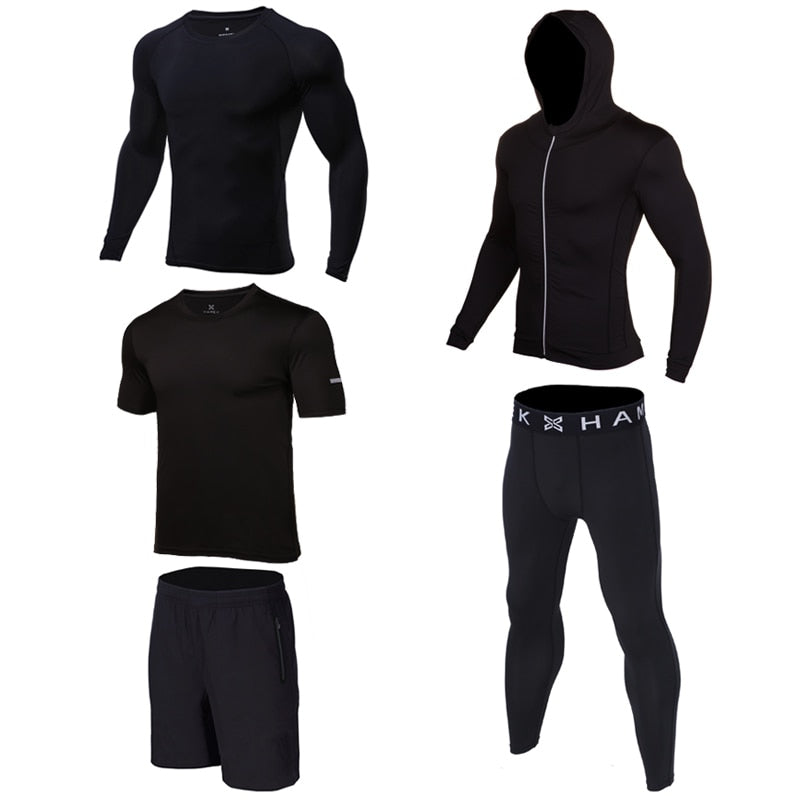 Sport Suit Men Bodybuilding Jacket Pants Sports Suits Basketball Tights  Clothes Gym Fitness Running Set Men Tracksuits 3XL
